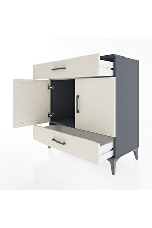 Hyperion Şifonyer 2 Çekmeceli 2 Kapaklı 88x44x96 Antrasit-Aytaşı