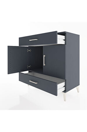 Hyperion Şifonyer 2 Çekmeceli 2 Kapaklı 88x44x96 Antrasit-Antrasit