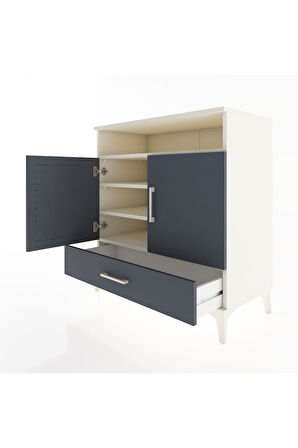 Hyperion Şifonyer 4 Raflı Tek Çekmeceli 2 Kapaklı 88x44x96 Aytaşı-Antrasit