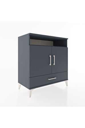 Hyperion Şifonyer 4 Raflı Tek Çekmeceli 2 Kapaklı 88x44x96 Antrasit-Antrasit