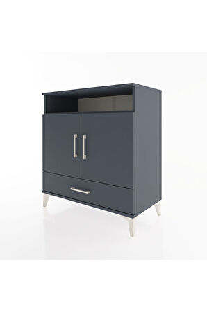 Hyperion Şifonyer 4 Raflı Tek Çekmeceli 2 Kapaklı 88x44x96 Antrasit-Antrasit