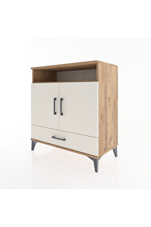 Hyperion Şifonyer 4 Raflı Tek Çekmeceli 2 Kapaklı 88x44x96 Çam-Aytaşı