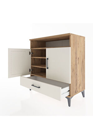 Hyperion Şifonyer 4 Raflı Tek Çekmeceli 2 Kapaklı 88x44x96 Çam-Aytaşı