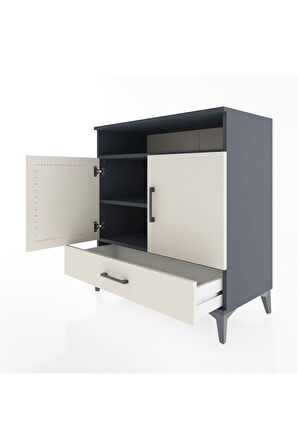 Hyperion Şifonyer 3 Raflı Tek Çekmeceli 2 Kapaklı 88x44x96 Antrasit-Aytaşı