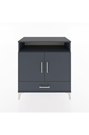 Hyperion Şifonyer 3 Raflı Tek Çekmeceli 2 Kapaklı 88x44x96 Antrasit-Antrasit