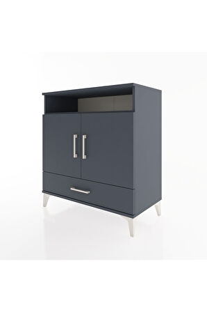 Hyperion Şifonyer 3 Raflı Tek Çekmeceli 2 Kapaklı 88x44x96 Antrasit-Antrasit