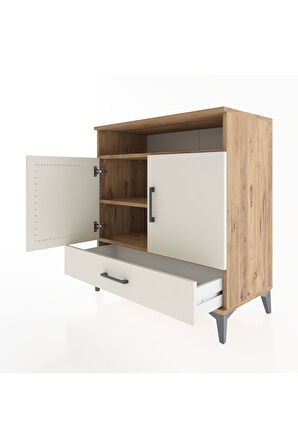 Hyperion Şifonyer 3 Raflı Tek Çekmeceli 2 Kapaklı 88x44x96 Çam-Aytaşı