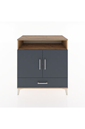 Hyperion Şifonyer 3 Raflı Tek Çekmeceli 2 Kapaklı 88x44x96 Çam-Antrasit