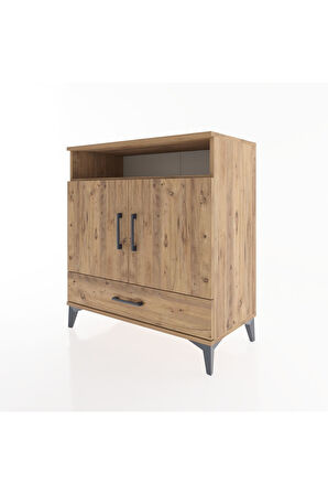 Hyperion Şifonyer 3 Raflı Tek Çekmeceli 2 Kapaklı 88x44x96 Çam-Çam