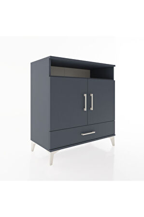 Hyperion Şifonyer 2 Raflı Tek Çekmeceli 2 Kapaklı 88x44x96 Antrasit-Antrasit