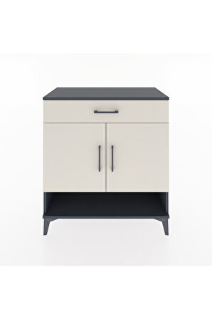 Hyperion Şifonyer 3 Raflı Tek Çekmeceli 2 Kapaklı 88x44x96 Antrasit-Aytaşı