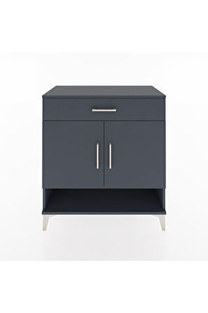 Hyperion Şifonyer 3 Raflı Tek Çekmeceli 2 Kapaklı 88x44x96 Antrasit-Antrasit