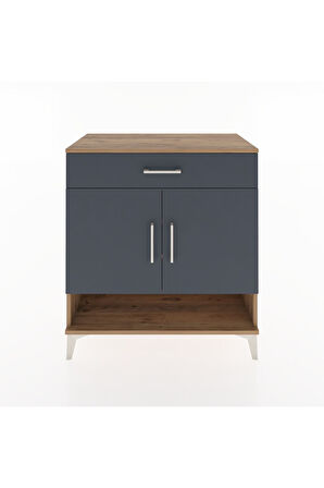 Hyperion Şifonyer 3 Raflı Tek Çekmeceli 2 Kapaklı 88x44x96 Çam-Antrasit