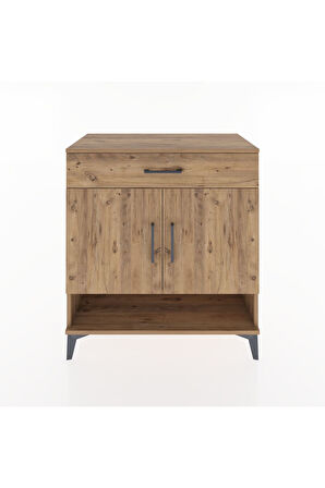 Hyperion Şifonyer 3 Raflı Tek Çekmeceli 2 Kapaklı 88x44x96 Çam-Çam