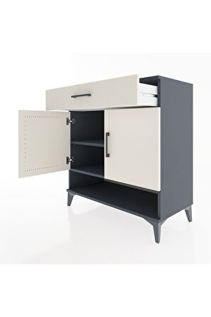 Hyperion Şifonyer 2 Raflı Tek Çekmeceli 2 Kapaklı 88x44x96 Antrasit-Aytaşı