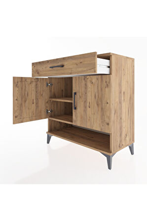 Hyperion Şifonyer 2 Raflı Tek Çekmeceli 2 Kapaklı 88x44x96 Çam-Çam