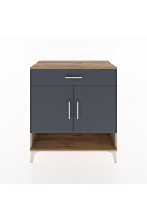 Hyperion Şifonyer Tek Raflı Tek Çekmeceli 2 Kapaklı 88x44x96 Çam-Antrasit