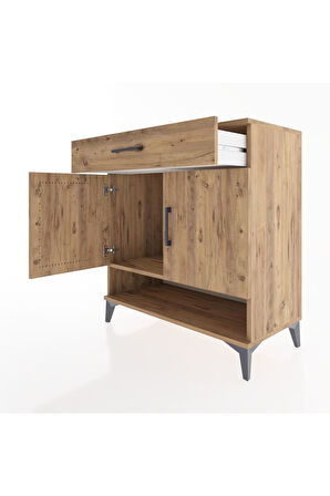 Hyperion Şifonyer Tek Raflı Tek Çekmeceli 2 Kapaklı 88x44x96 Çam-Çam