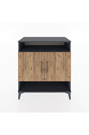 Hyperion Şifonyer 4 Raflı 2 Kapaklı 88x44x96 Antrasit-Çam