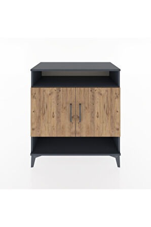 Hyperion Şifonyer 3 Raflı 2 Kapaklı 88x44x96 Antrasit-Çam