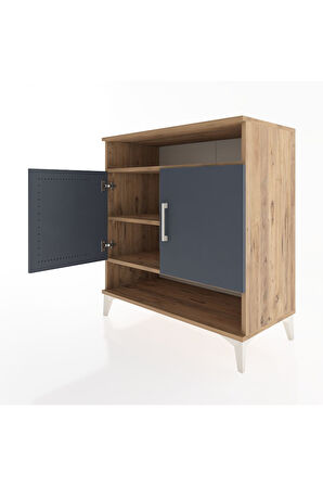 Hyperion Şifonyer 3 Raflı 2 Kapaklı 88x44x96 Çam-Antrasit