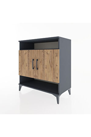 Hyperion Şifonyer 2 Raflı 2 Kapaklı 88x44x96 Antrasit-Çam
