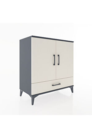 Hyperion Şifonyer 4 Raflı Tek Çekmeceli 2 Kapaklı 88x44x96 Antrasit-Aytaşı