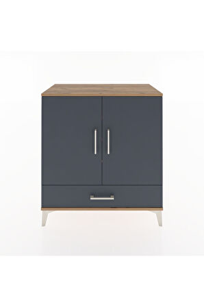 Hyperion Şifonyer 4 Raflı Tek Çekmeceli 2 Kapaklı 88x44x96 Çam-Antrasit