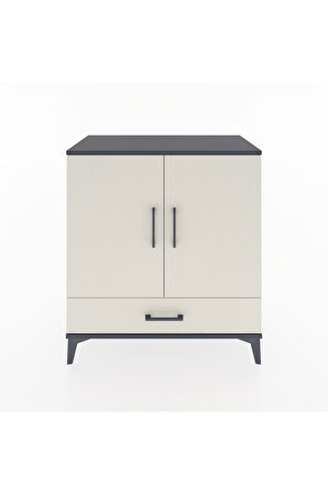 Hyperion Şifonyer 3 Raflı Tek Çekmeceli 2 Kapaklı 88x44x96 Antrasit-Aytaşı