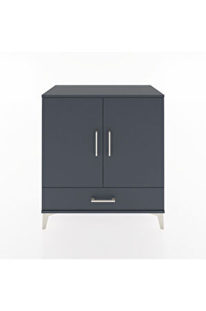 Hyperion Şifonyer 3 Raflı Tek Çekmeceli 2 Kapaklı 88x44x96 Antrasit-Antrasit