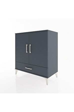 Hyperion Şifonyer 3 Raflı Tek Çekmeceli 2 Kapaklı 88x44x96 Antrasit-Antrasit