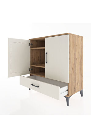 Hyperion Şifonyer 3 Raflı Tek Çekmeceli 2 Kapaklı 88x44x96 Çam-Aytaşı