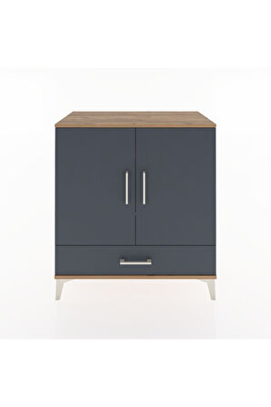 Hyperion Şifonyer 3 Raflı Tek Çekmeceli 2 Kapaklı 88x44x96 Çam-Antrasit