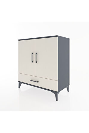 Hyperion Şifonyer 2 Raflı Tek Çekmeceli 2 Kapaklı 88x44x96 Antrasit-Aytaşı