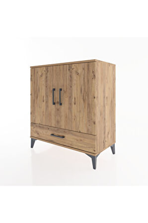 Hyperion Şifonyer 2 Raflı Tek Çekmeceli 2 Kapaklı 88x44x96 Çam-Çam