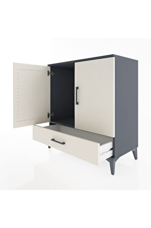 Hyperion Şifonyer Tek Raflı Tek Çekmeceli 2 Kapaklı 88x44x96 Antrasit-Aytaşı