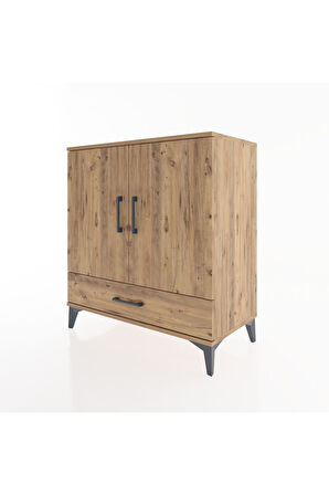 Hyperion Şifonyer Tek Raflı Tek Çekmeceli 2 Kapaklı 88x44x96 Çam-Çam