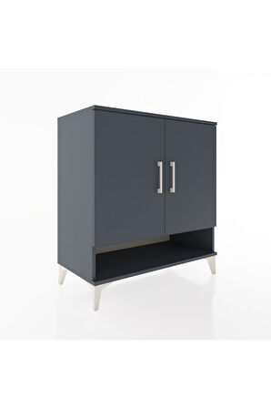 Hyperion Şifonyer 4 Raflı 2 Kapaklı 88x44x96 Antrasit-Antrasit