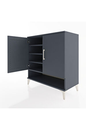 Hyperion Şifonyer 4 Raflı 2 Kapaklı 88x44x96 Antrasit-Antrasit
