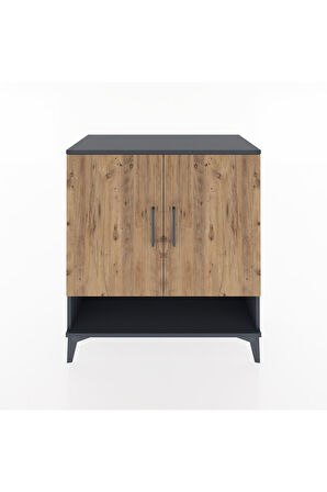 Hyperion Şifonyer 4 Raflı 2 Kapaklı 88x44x96 Antrasit-Çam