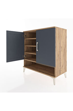 Hyperion Şifonyer 4 Raflı 2 Kapaklı 88x44x96 Çam-Antrasit