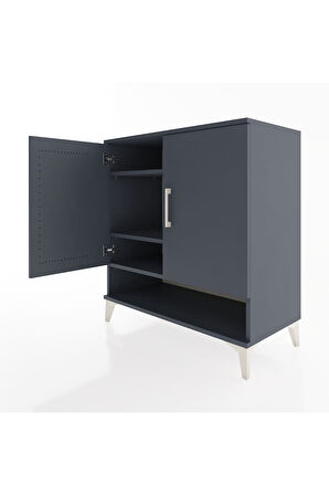 Hyperion Şifonyer 3 Raflı 2 Kapaklı 88x44x96 Antrasit-Antrasit