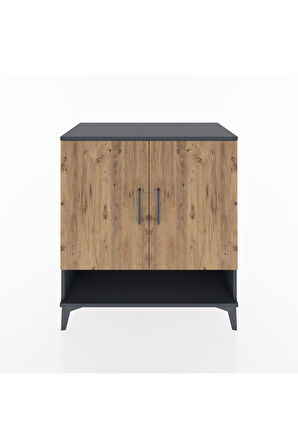 Hyperion Şifonyer 3 Raflı 2 Kapaklı 88x44x96 Antrasit-Çam