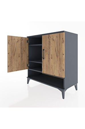 Hyperion Şifonyer 3 Raflı 2 Kapaklı 88x44x96 Antrasit-Çam