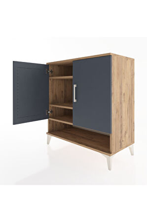 Hyperion Şifonyer 3 Raflı 2 Kapaklı 88x44x96 Çam-Antrasit