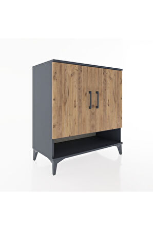 Hyperion Şifonyer Tek Raflı 2 Kapaklı 88x44x96 Antrasit-Çam