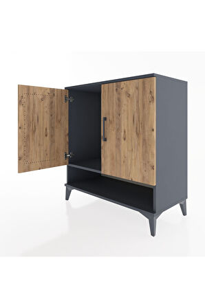 Hyperion Şifonyer Tek Raflı 2 Kapaklı 88x44x96 Antrasit-Çam