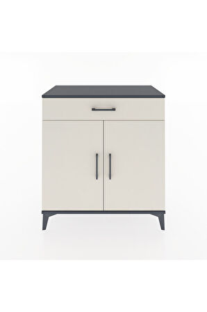 Hyperion Şifonyer 3 Raflı Tek Çekmeceli 2 Kapaklı 88x44x96 Antrasit-Aytaşı