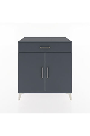 Hyperion Şifonyer 3 Raflı Tek Çekmeceli 2 Kapaklı 88x44x96 Antrasit-Antrasit