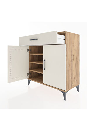 Hyperion Şifonyer 3 Raflı Tek Çekmeceli 2 Kapaklı 88x44x96 Çam-Aytaşı